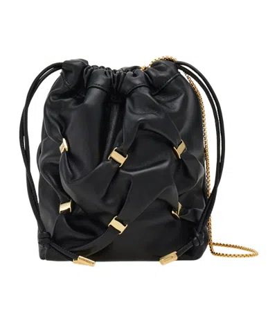 Ferragamo Mini Drawstring Bucket Bag In Black