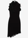 Ferragamo Raw-edge Sleeveless Denim Mini Curve Dress In Black