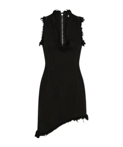 FERRAGAMO FERRAGAMO FRAYED EDGES SLEEVELESS MINI DRESS