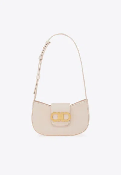 Ferragamo Mini Gabry Double Gancini Leather Shoulder Bag In Pink