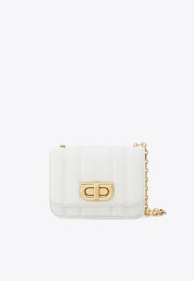 Ferragamo Mini Gancini-buckle Quilted Leather Shoulder Bag In White