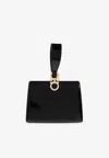 Ferragamo Mini Gancini Calf Leather Clutch In Black