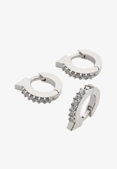Ferragamo Gancini Mini Earrings Set In Silver