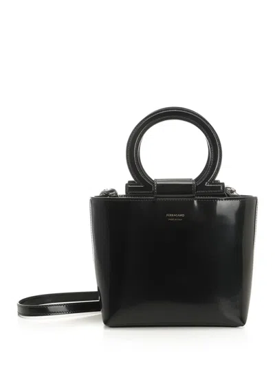 Ferragamo Mini Gancini Handbag In Black