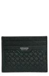 Ferragamo Mini Gancio Embossed Leather Card Case In Nero Nero X Mod