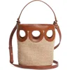 Ferragamo Mini Gancio Outline Raffia Bucket Bag