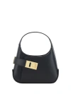 Ferragamo Arch Mini Leather Hobo Bag In Black