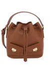 Ferragamo Mini Harley Drawstring Bucket Bag In Brown