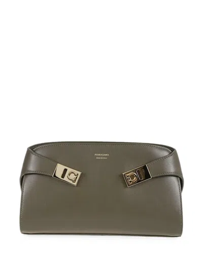 Ferragamo Mini Hug Clutch Bag In Green