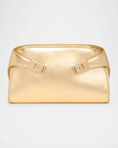 Ferragamo Mini Hug Crossbody Bag In Oro Opale