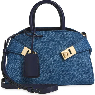 Ferragamo Mini Hug Denim Top Handle Bag