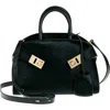 Ferragamo Hug Gancini Small Leather Top-handle Bag In Nero