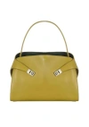 Ferragamo Soft Structured Shoulder Bag With Top Handle In Green