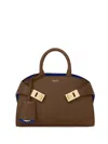 Ferragamo Women Brown Calf-length Toggle Fastening Gancini Buckle Two Rolled Top Handles Logo S In Brown