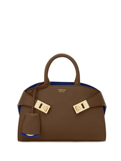 Ferragamo Mini Hug Tote Bag In Brown