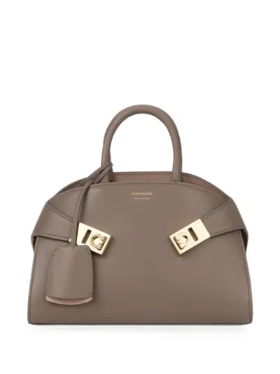 Ferragamo Mini Hug Tote Bag In Brown