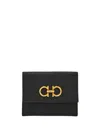 Ferragamo Gancini Tri-fold Wallet In Black