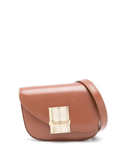 Ferragamo Mini Leather Bag In Brown