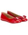 Ferragamo Mini Leather Ballet Flat In Red