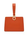 Ferragamo Rectangular Orange Clutch With Gold-tone Clasp In Orange