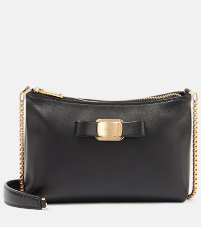 Ferragamo Mini Leather Crossbody Bag In Black