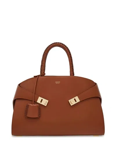 Ferragamo Medium The Hug Leather Tote Bag In Brown