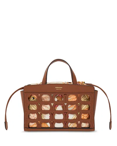 Ferragamo Mini Leather Tote Bag In Brown