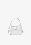 Ferragamo Mini Metallic Leather Hobo Bag In Silver