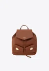 Ferragamo Geometric-flap Drawstring Backpack In Brown