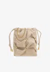 Ferragamo Mini Nappa Leather Bucket Bag With Vara Bows In Beige
