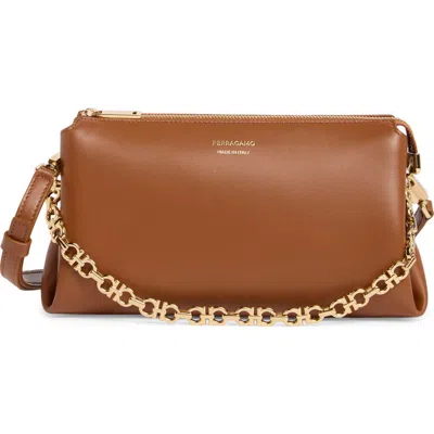 Ferragamo Mini New Line Shoulder Bag In Brown