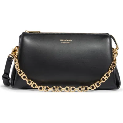 Ferragamo Mini New Line Shoulder Bag In Black