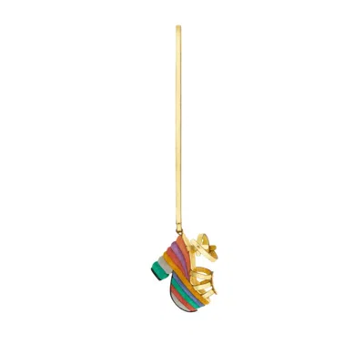 Ferragamo Mini Rainbow Lucky Charm Keychain In Gold