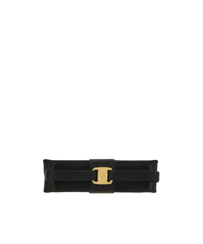 Ferragamo Mini Ribbon Hair Clip In Black