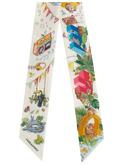 Ferragamo Jungle Party-print Silk Mini Bandeau In Multi