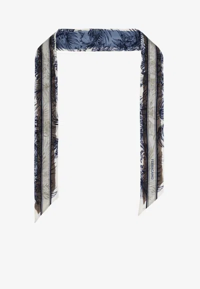 Ferragamo Mini Silk Bandeau With Gravure Print In Multi