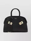 Ferragamo Mini Structured Leather Handbag Detachable Tag In Black