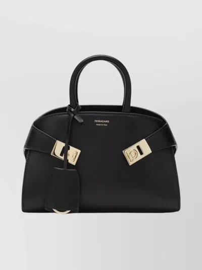 FERRAGAMO MINI STRUCTURED LEATHER HANDBAG DETACHABLE TAG
