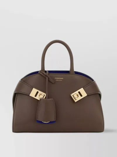 Ferragamo Mini Structured Leather Handbag With Top Handles