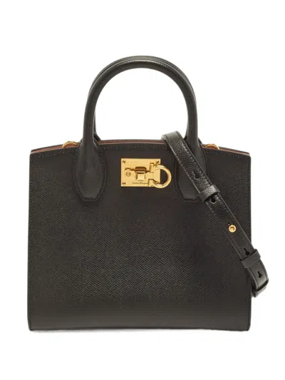 Pre-owned Ferragamo Mini Studio Box Tote Bag In Black