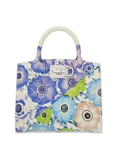 Ferragamo Mini Studio Box Windflowers Bag In Mascarpone/st Anemoni/new Lilac