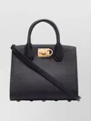 Ferragamo Mini Tote Bag Detachable Strap In Black
