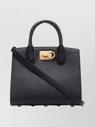 Ferragamo Mini Tote Bag Detachable Strap In Black