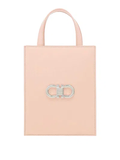 Ferragamo Double Gancini Mini Tote Bag In Pink
