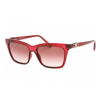 Ferragamo Mini Transparent Wine Gradient Sunglasses In Red