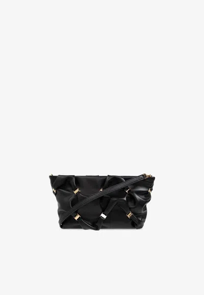 Ferragamo Mini Vara Bow Nappa Leather Shoulder Bag In Black