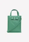 Ferragamo Mini Viva Top Handle Bag In Calf Leather In Emerald