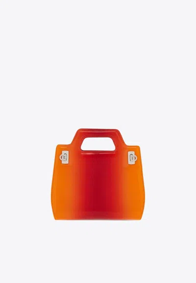 Ferragamo Mini Wanda Leather Ombre Top Handle Bag In Orange