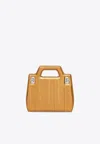 Ferragamo Mini Wanda Metallic Leather Top Handle Bag In Gold
