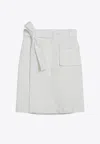 Ferragamo Mini Wrap Skirt In Cotton Blend In White
